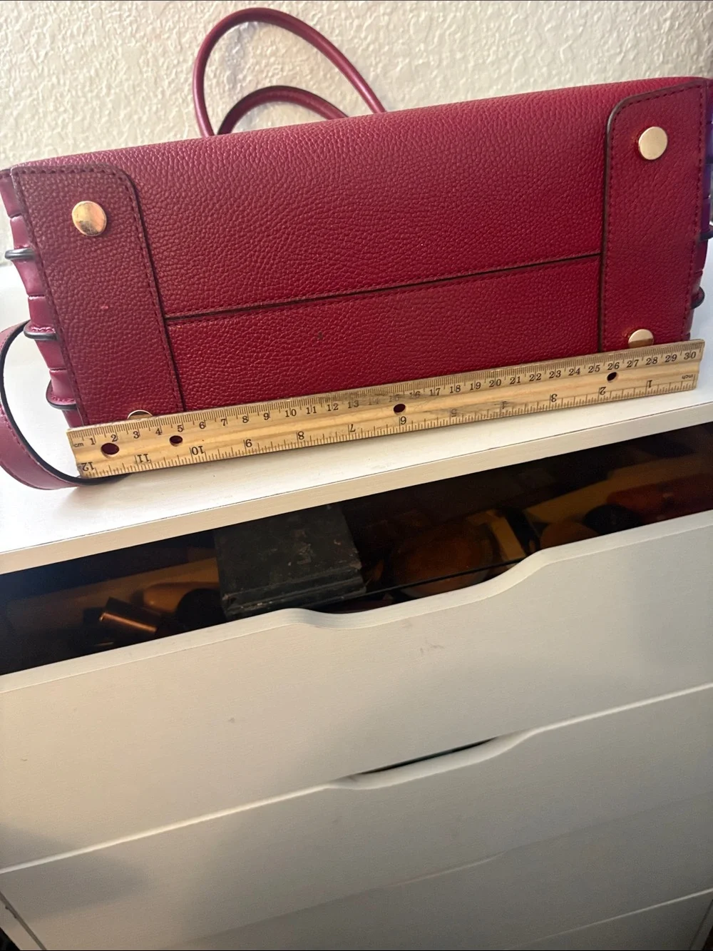 Michael Kors maroon Leather Tote with Gold Accents